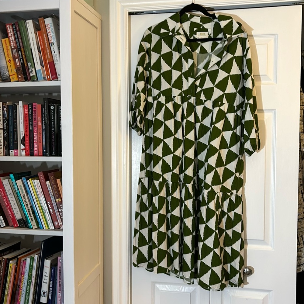 Anthropologie Maeve Bettina dress, green print SP